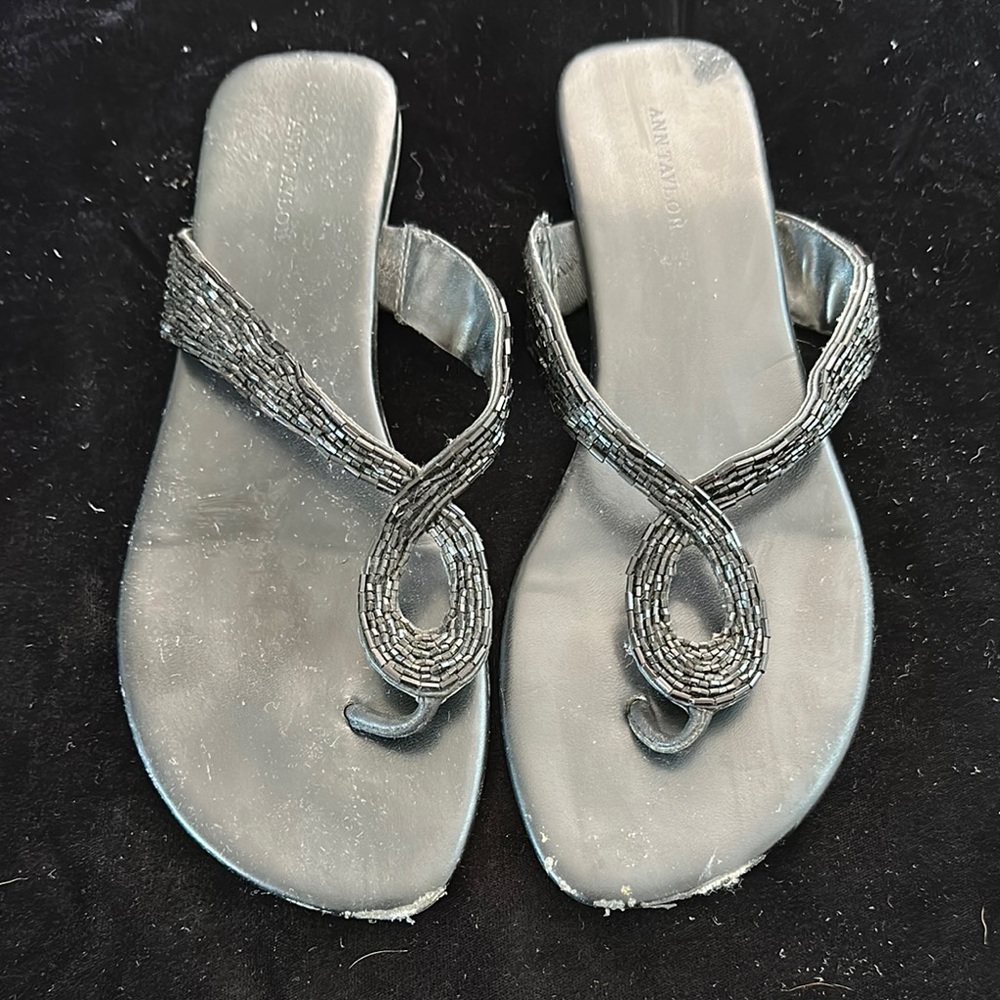 Ann Taylor Elegant Beaded Sandals in Black